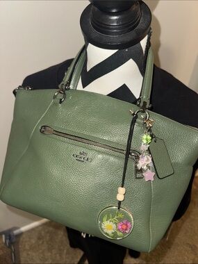 Coach Prairie Satchel Olive Green Pebbled Leather Crossbody